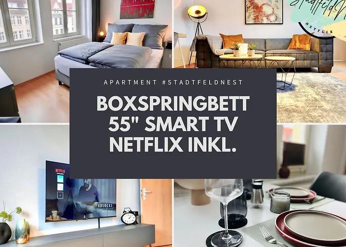 Stadtfeldnest - Boxspringbett - Waschmaschine - 55 Zoll Smart-tv - Smart-tv - Arbeitsplatz Apartamento Magdeburgo